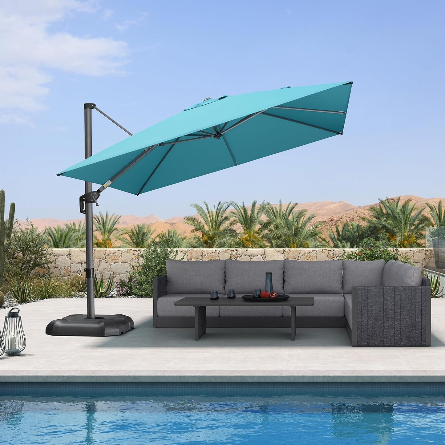 PURPLE LEAF 11 Feet Patio Umbrella Outdoor Cantilever Round Umbrella Aluminum Offset Umbrella with 360-degree Rotation for Garden Deck Pool Patio, Navy Blue
