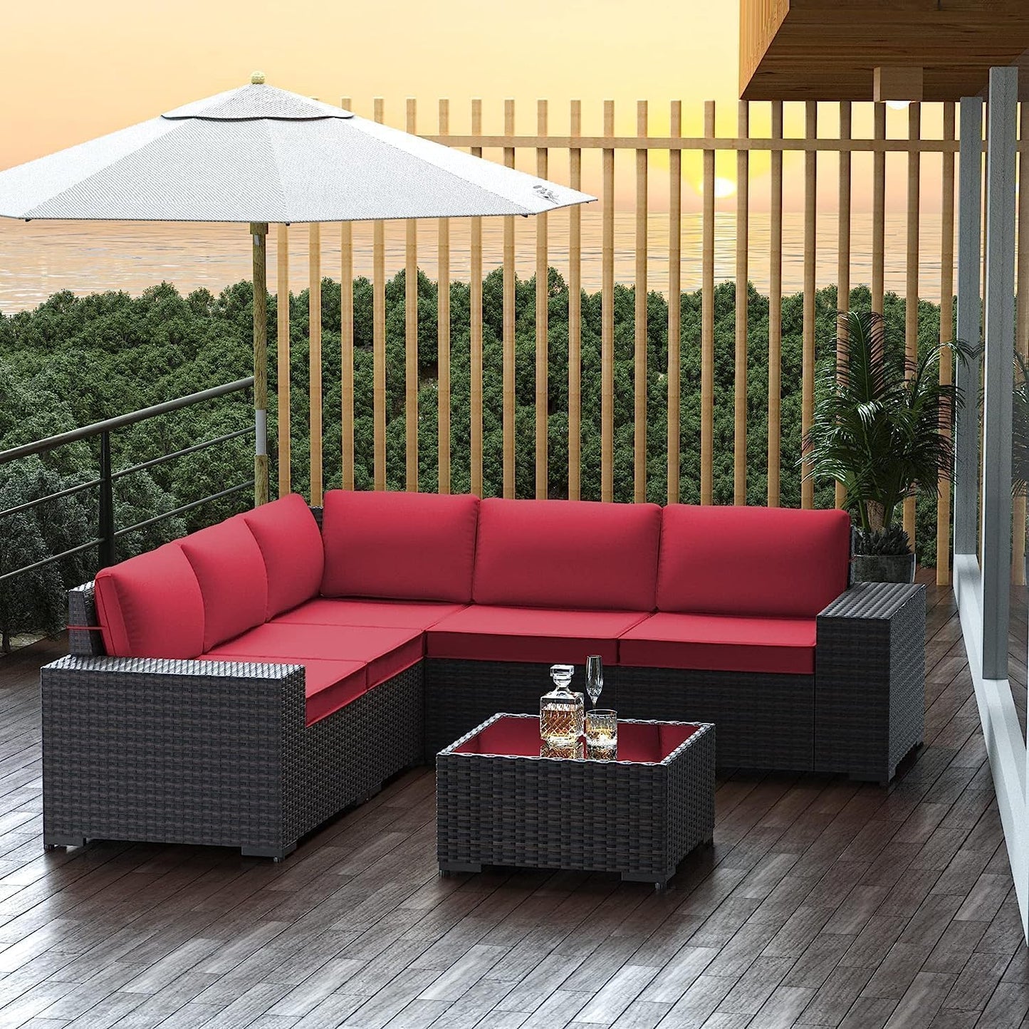 12 Pcs Outdoor Patio Furniture Set Outdoor Furniture All Weather Patio Sectional Sofa PE Wicker Modular Conversation Sets with Coffee Table, Swivel Rocking Chair (Grey)