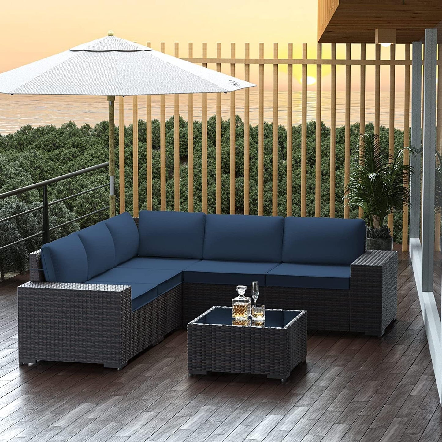 12 Pcs Outdoor Patio Furniture Set Outdoor Furniture All Weather Patio Sectional Sofa PE Wicker Modular Conversation Sets with Coffee Table, Swivel Rocking Chair (Grey)