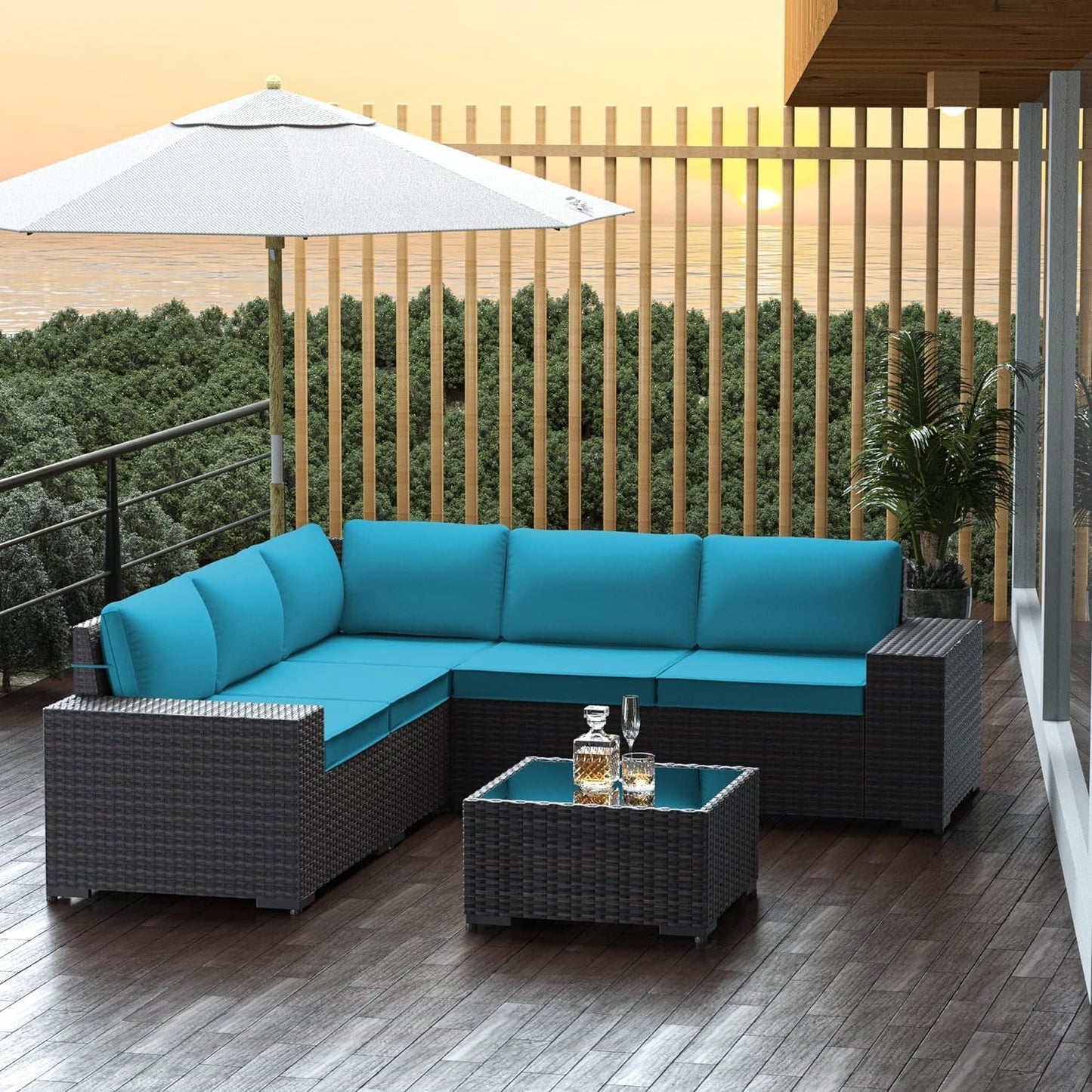 12 Pcs Outdoor Patio Furniture Set Outdoor Furniture All Weather Patio Sectional Sofa PE Wicker Modular Conversation Sets with Coffee Table, Swivel Rocking Chair (Grey)