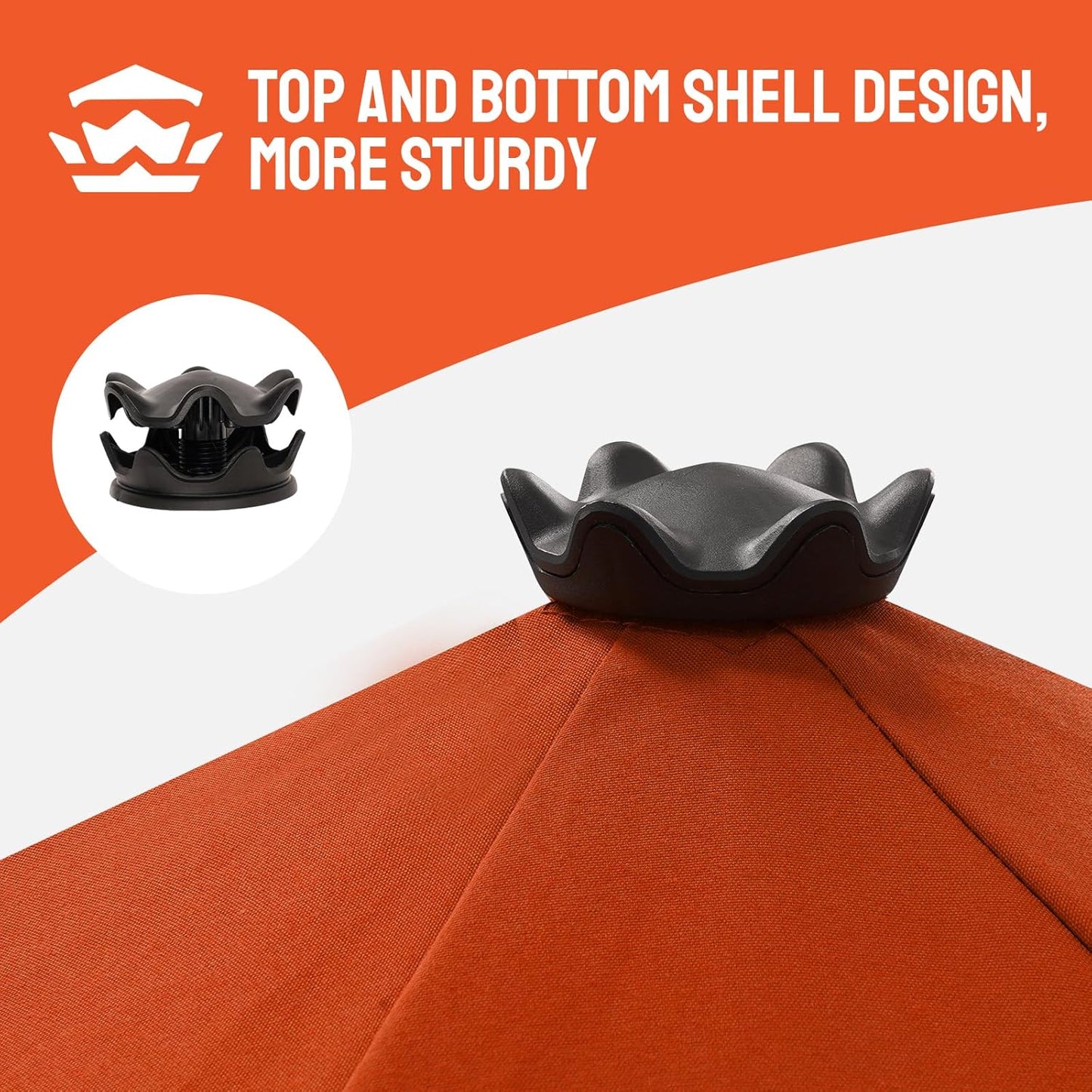 CROWN SHADES 9 Ft Patio Umbrella - Polyester Outdoor Umbrella with 30° Push Button Tilt, Patented Edge Connection Windproof Design for Patio, Pool, Garden & Table, UV Resistent