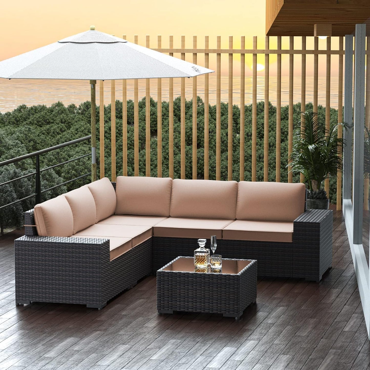 12 Pcs Outdoor Patio Furniture Set Outdoor Furniture All Weather Patio Sectional Sofa PE Wicker Modular Conversation Sets with Coffee Table, Swivel Rocking Chair (Grey)