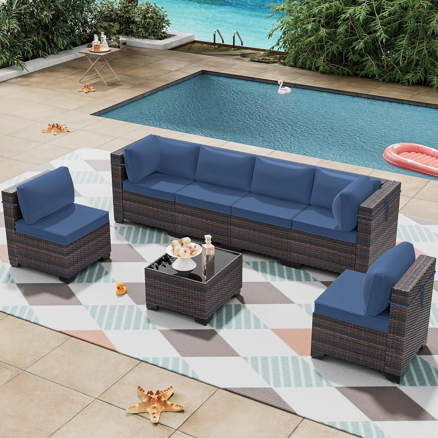 12 Pcs Outdoor Patio Furniture Set Outdoor Furniture All Weather Patio Sectional Sofa PE Wicker Modular Conversation Sets with Coffee Table, Swivel Rocking Chair (Grey)