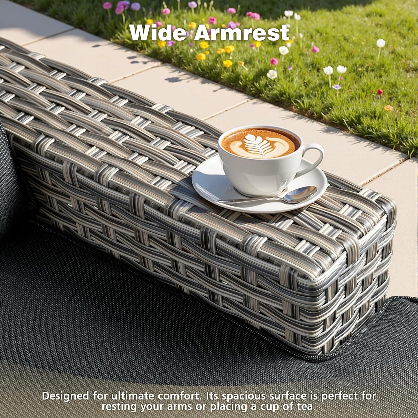 15-Piece Outdoor Sectional Sofa Set w/ 54" Fire Pit – L-Shaped Wicker Patio Furniture, Deep Seating & Swivel Rockers, Black