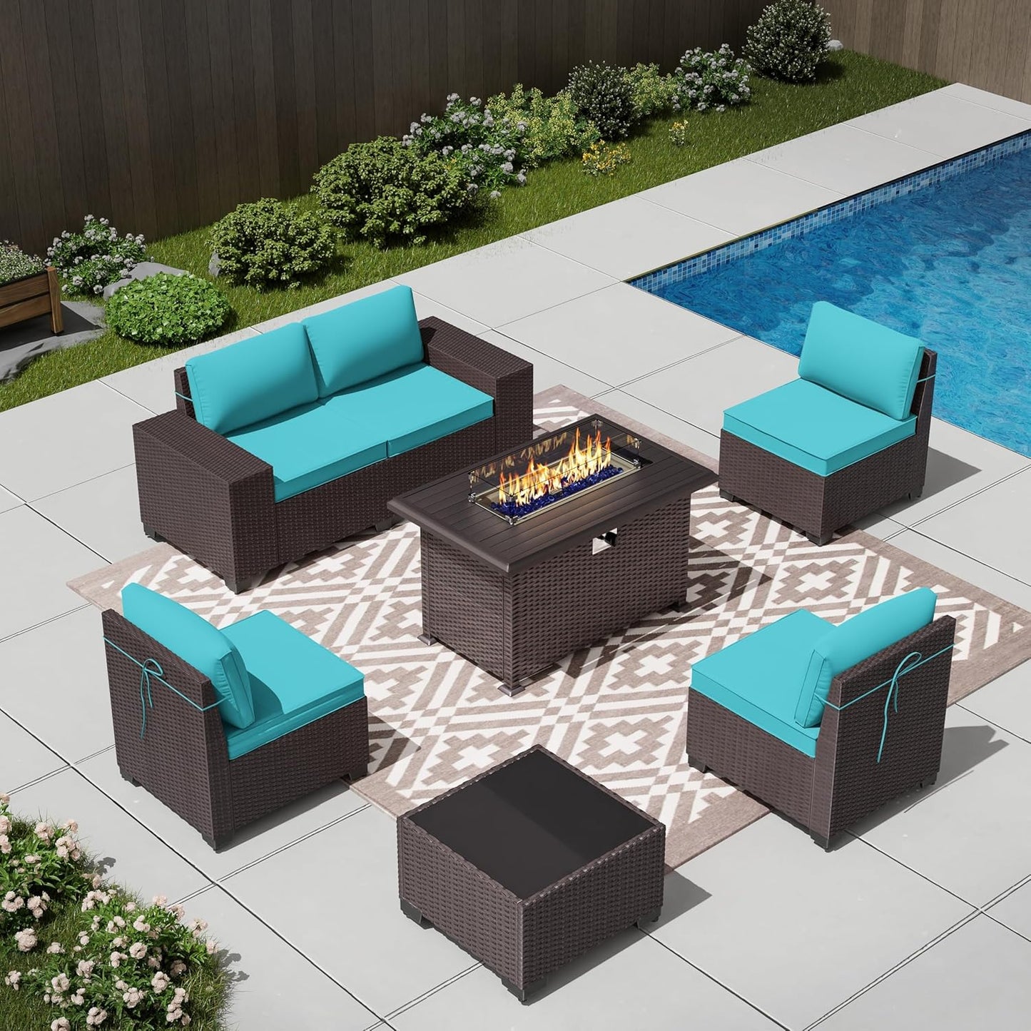12 Pcs Outdoor Patio Furniture Set Outdoor Furniture All Weather Patio Sectional Sofa PE Wicker Modular Conversation Sets with Coffee Table, Swivel Rocking Chair (Grey)