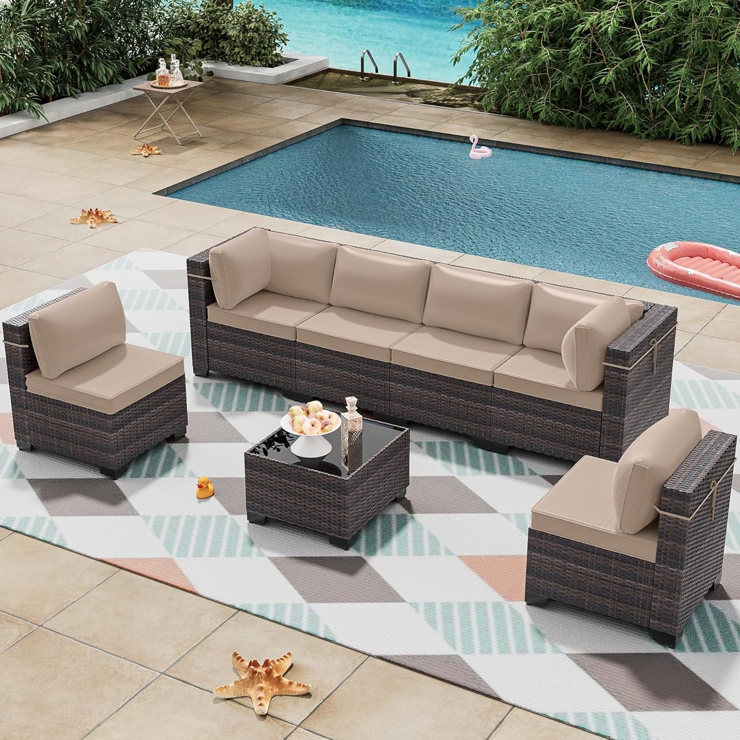 12 Pcs Outdoor Patio Furniture Set Outdoor Furniture All Weather Patio Sectional Sofa PE Wicker Modular Conversation Sets with Coffee Table, Swivel Rocking Chair (Grey)