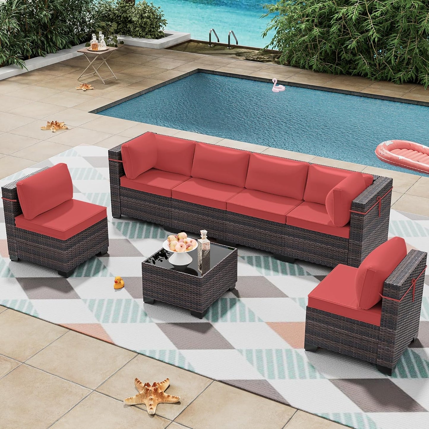 12 Pcs Outdoor Patio Furniture Set Outdoor Furniture All Weather Patio Sectional Sofa PE Wicker Modular Conversation Sets with Coffee Table, Swivel Rocking Chair (Grey)