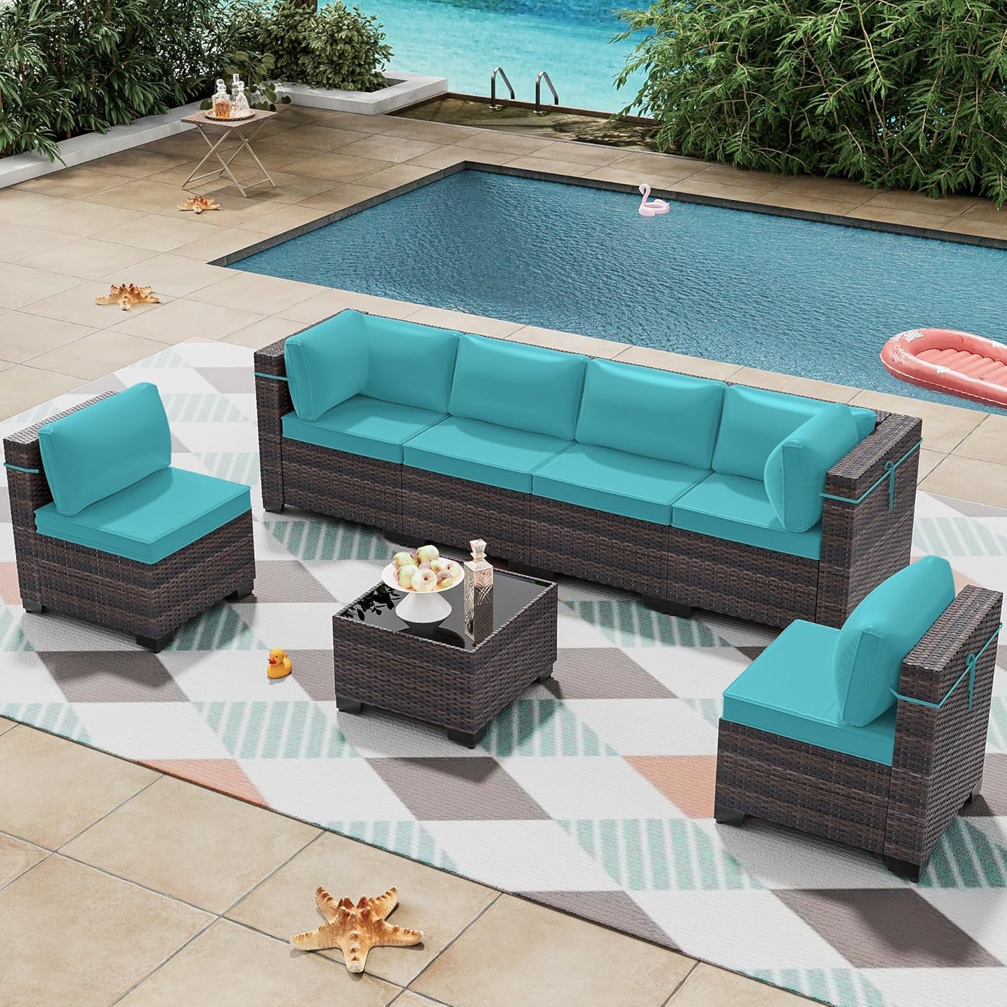 12 Pcs Outdoor Patio Furniture Set Outdoor Furniture All Weather Patio Sectional Sofa PE Wicker Modular Conversation Sets with Coffee Table, Swivel Rocking Chair (Grey)